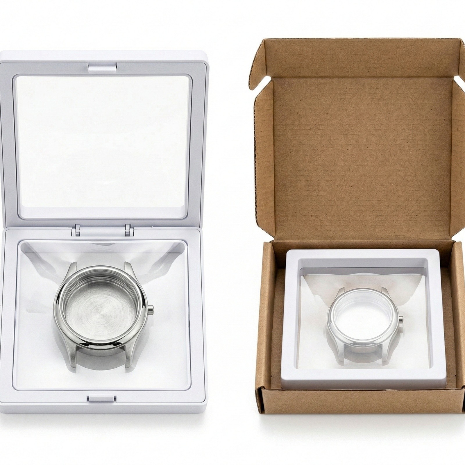 28mm glass Watch Case back cover fit ETA 585 waterproof ring Silver