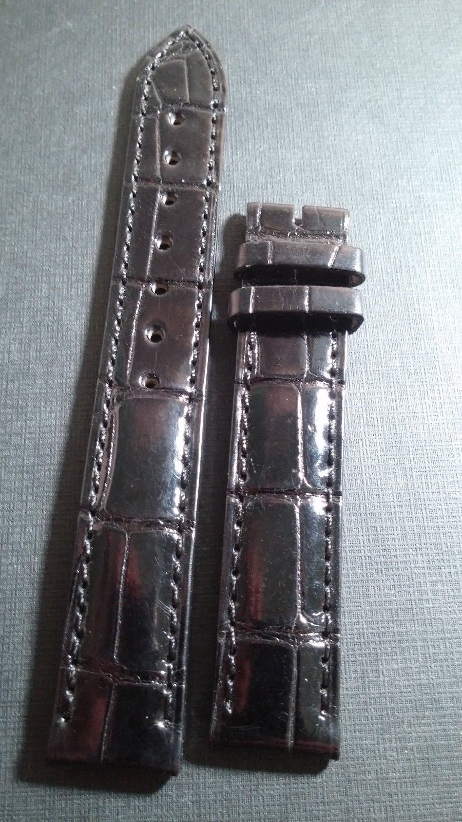 Longines BAND BLACK Shiny alligator, black stitch 70/105mm lengths, 14/14mm, reg