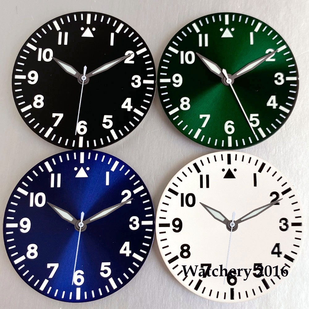 Lume 33.5mm Watch Dial With Titanium Hands Fit NH35/ETA 2824 PT5000/Miyota 8215