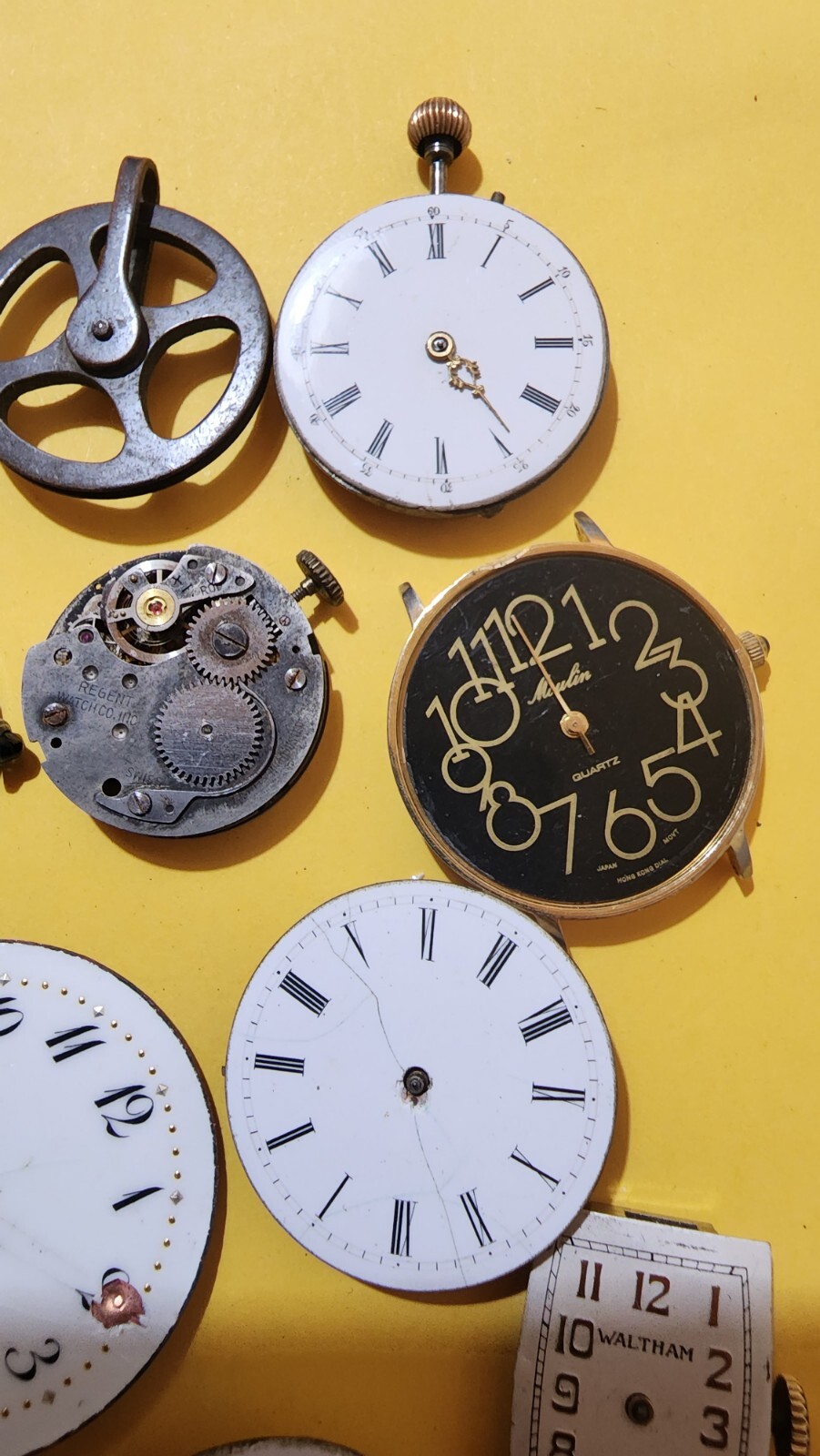 vintage watch movement lot for scrap,repurpose or parts,Waltham, Elgin etc A4