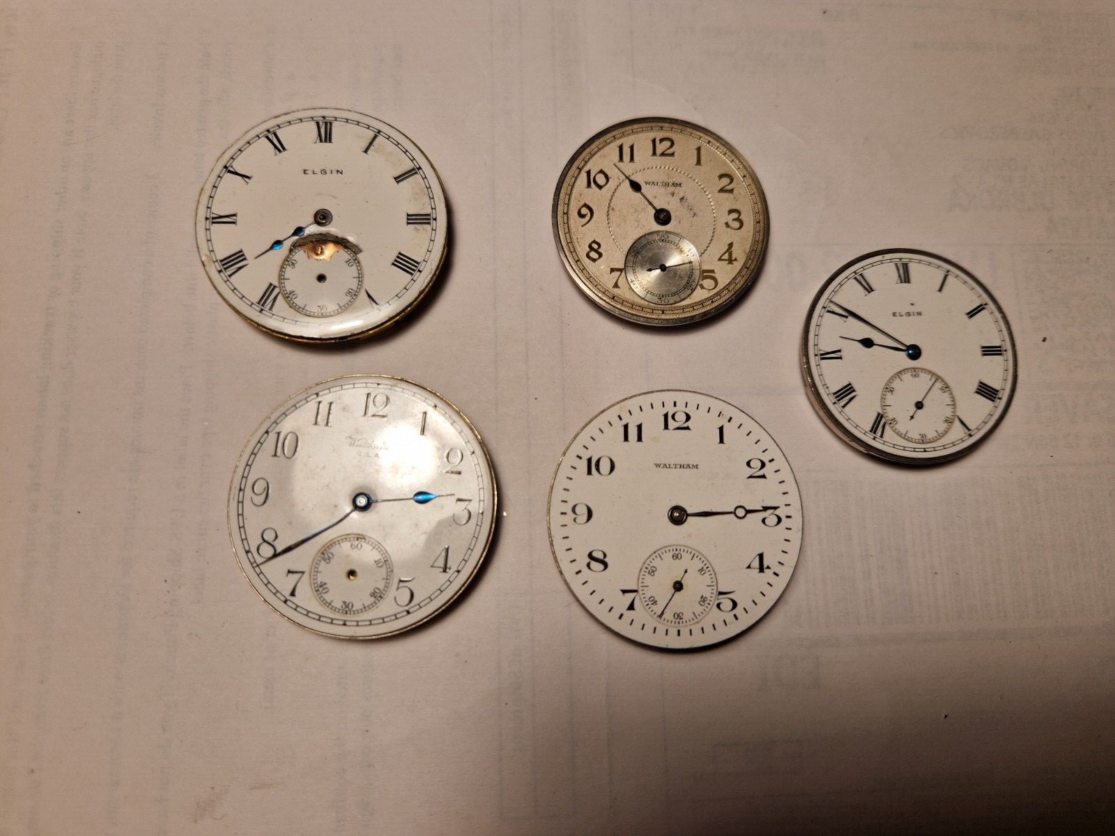 Antique Pocket watch movements American Waltham and Elgin projects