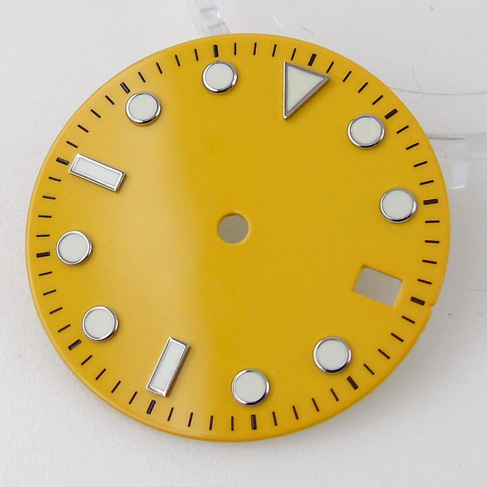 29mm Bliger Blue Orange Yellow Watch Dial Fit NH35A Movement Date Window Parts
