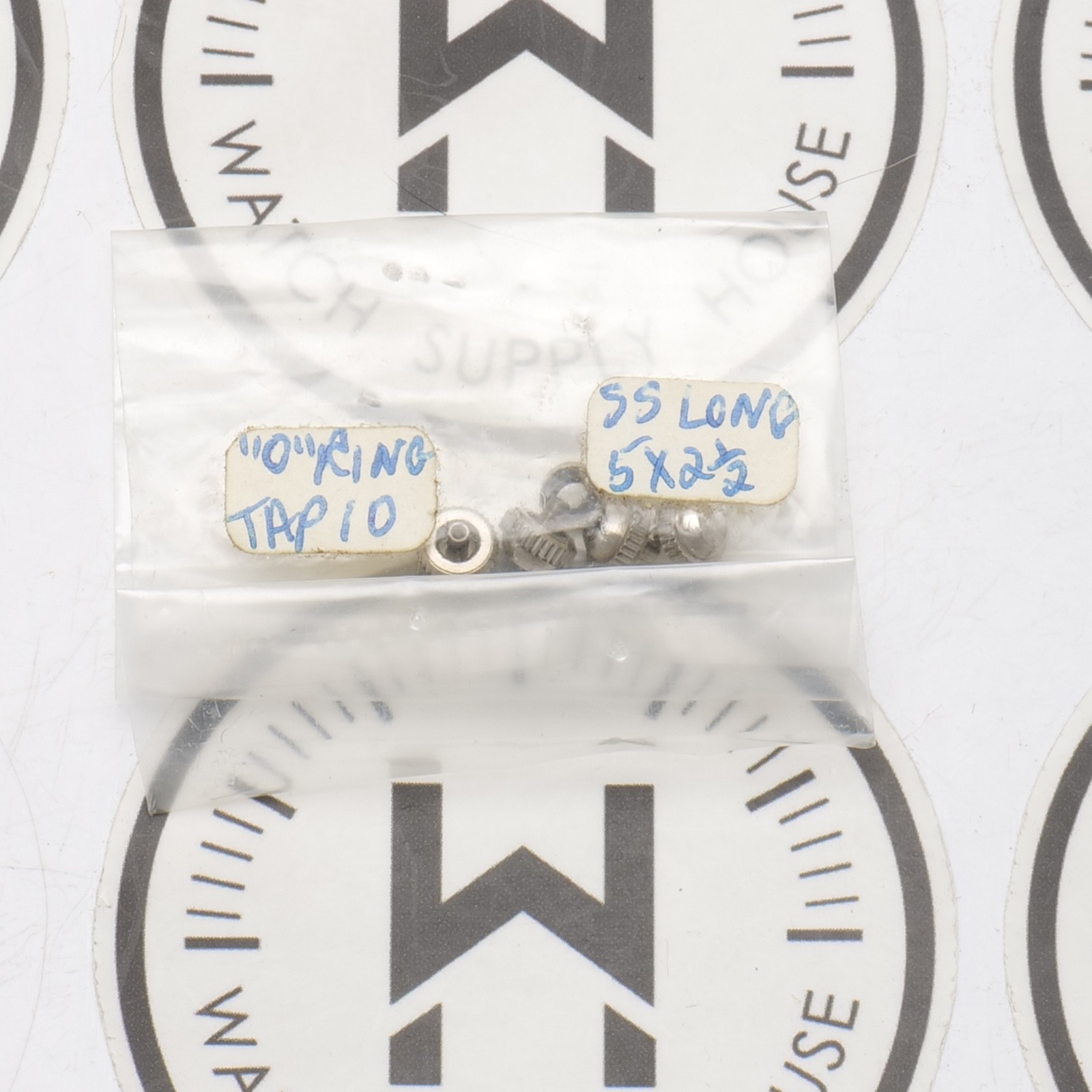 NOS Watch Crown Lot 4 SS Silver Tone 5 x 2.5 Tap 10 Long Post O Ring (G3D15)