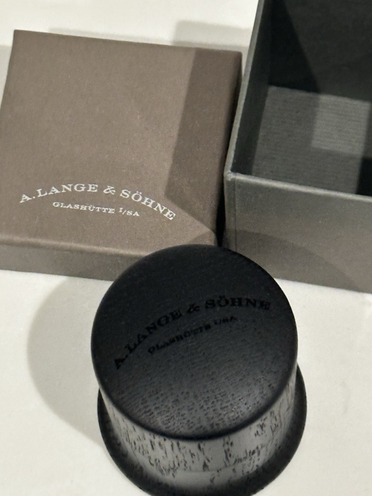 A Lange & Sohne Black Wood Watchmaker Jewelers Magnifying Eye Glass Watch Loupe
