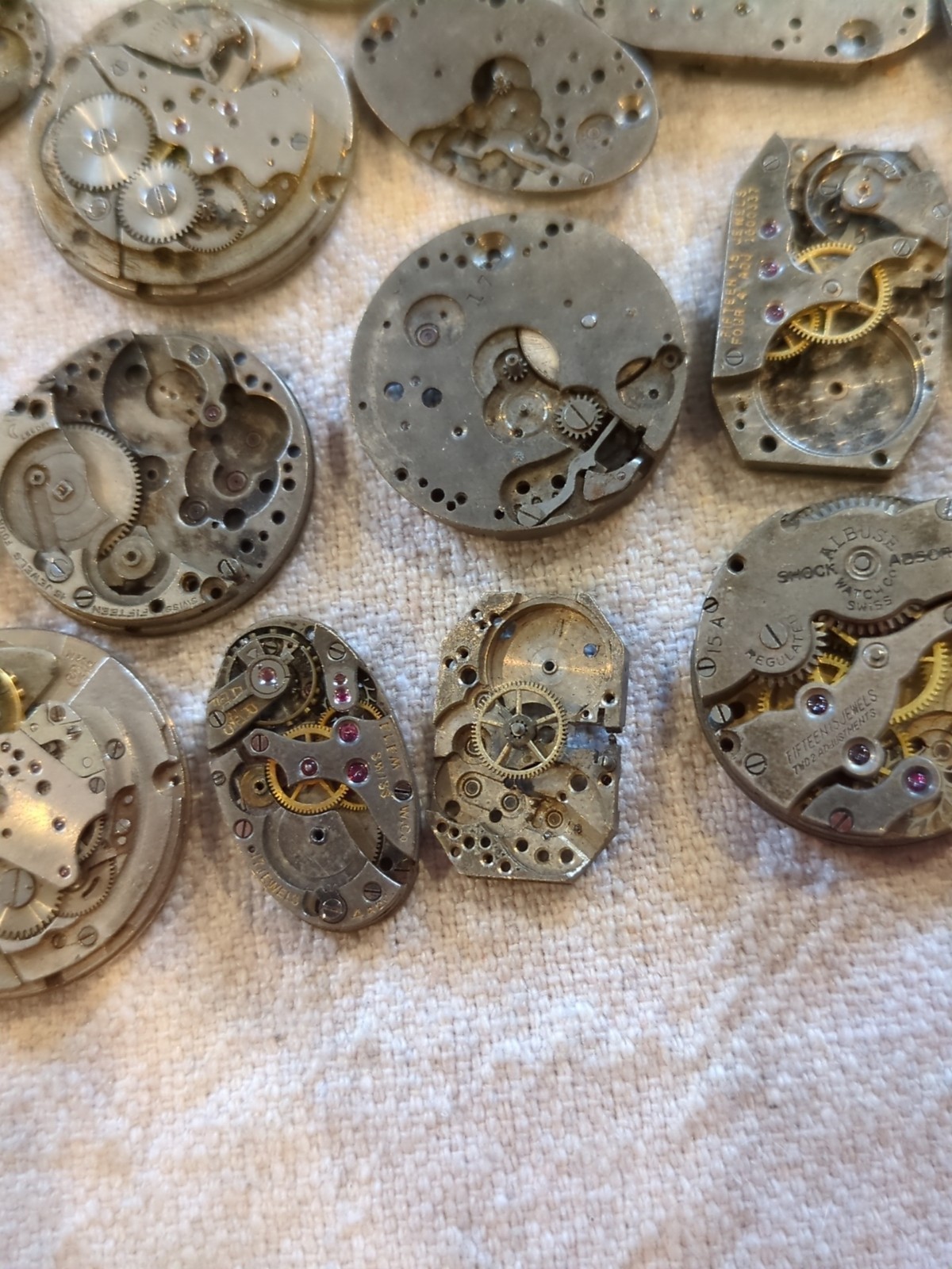 Lot Of 39 Assorted Vintage Watch Movement Parts. See the Pictures. 6.6 Ounces!!