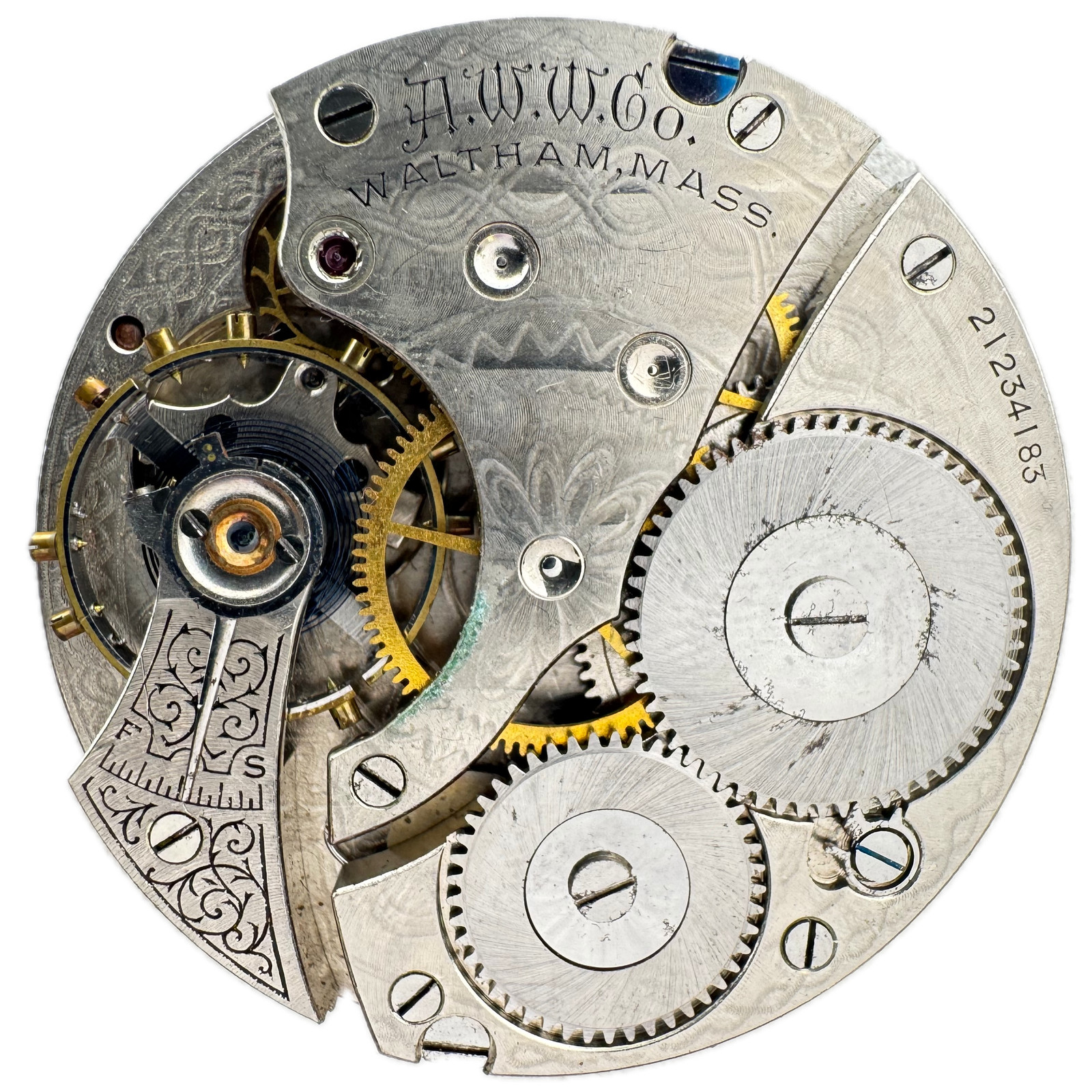 Antique 16s 1917 Waltham Enamel Dial Mechanical Pocket Watch Movement No.610 USA