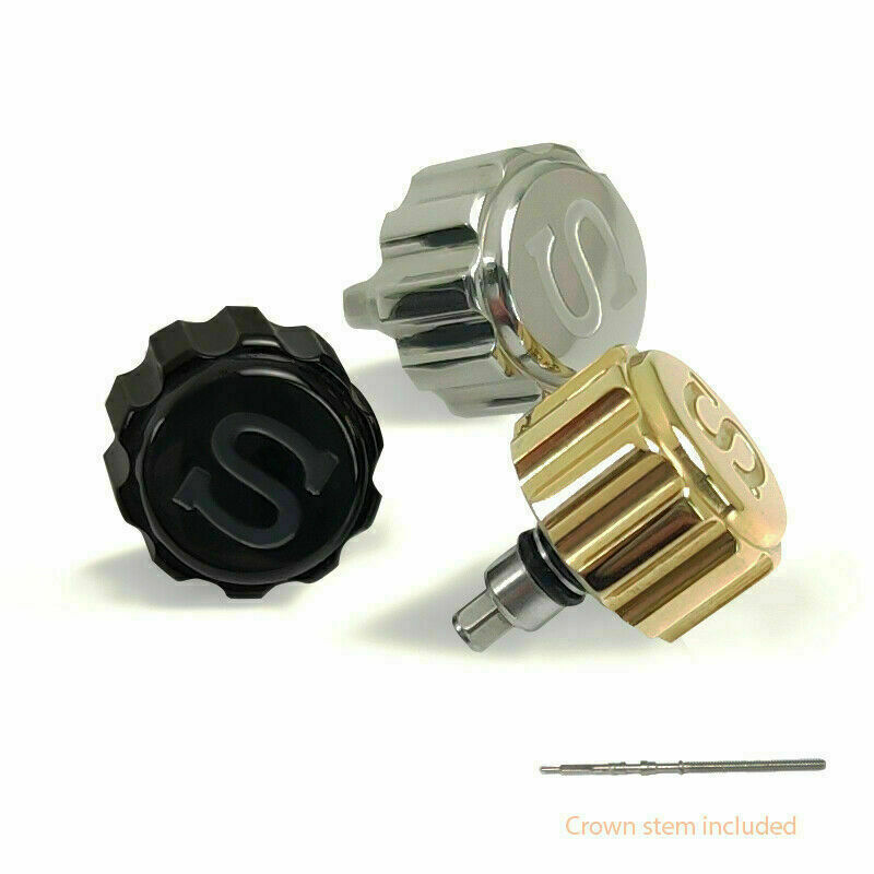 Knurled Crown SKX007/9 Stainless Steel Crown For Seiko 7s26 NH35 NH36 6R15