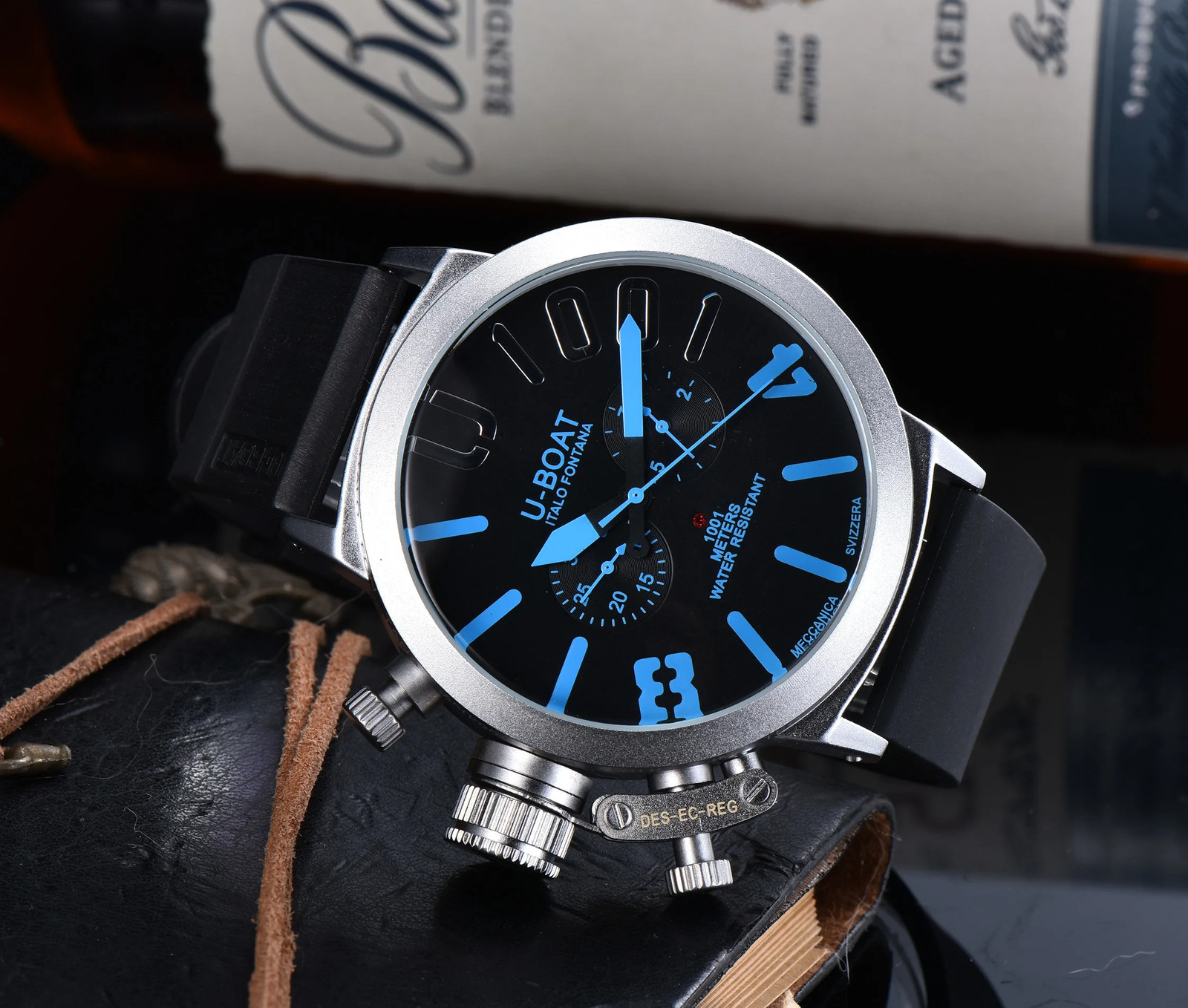 U-Boat Classico 1001 Style Men’s Watch Big Dial Stainless Steel Case Rubber Band