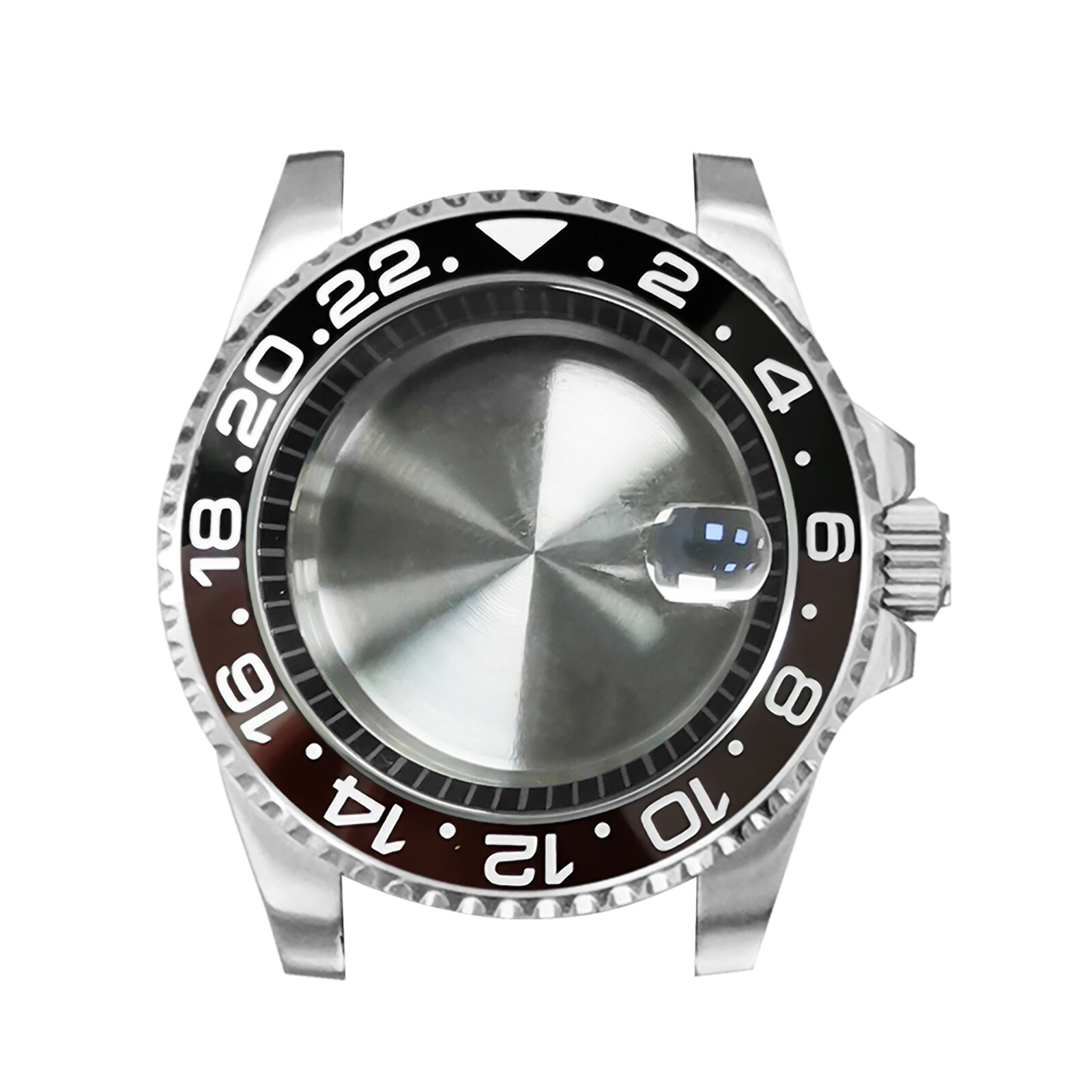 40MM Steel Watch Case Black Inner Ring Sapphire Magnifying Glass for NH35/NH36
