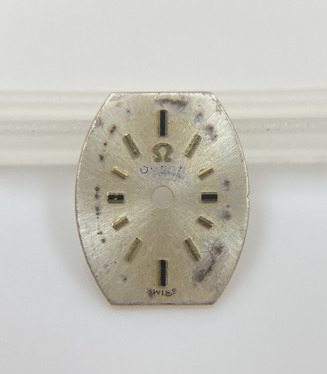 Original Vintage Omega Cal. 484 Silver/Gold Stick 10.8mm X 13.2mm Watch Dial
