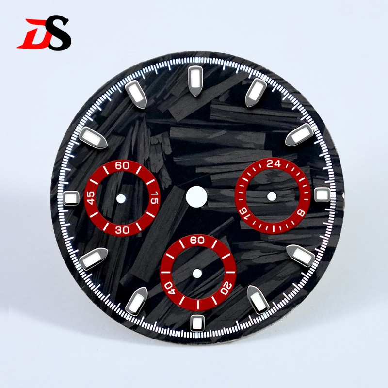 DS 29.5mm Dial Carbon Fiber Dial Blue Lume for VK63 Movement Black Lume Custom