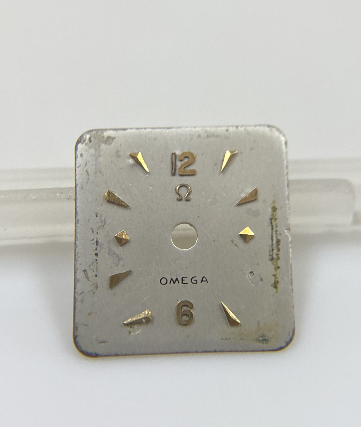 Original Vintage Omega Caliber 244 Silver/Gold Stick 13.2mm X 13.8mm Watch Dial