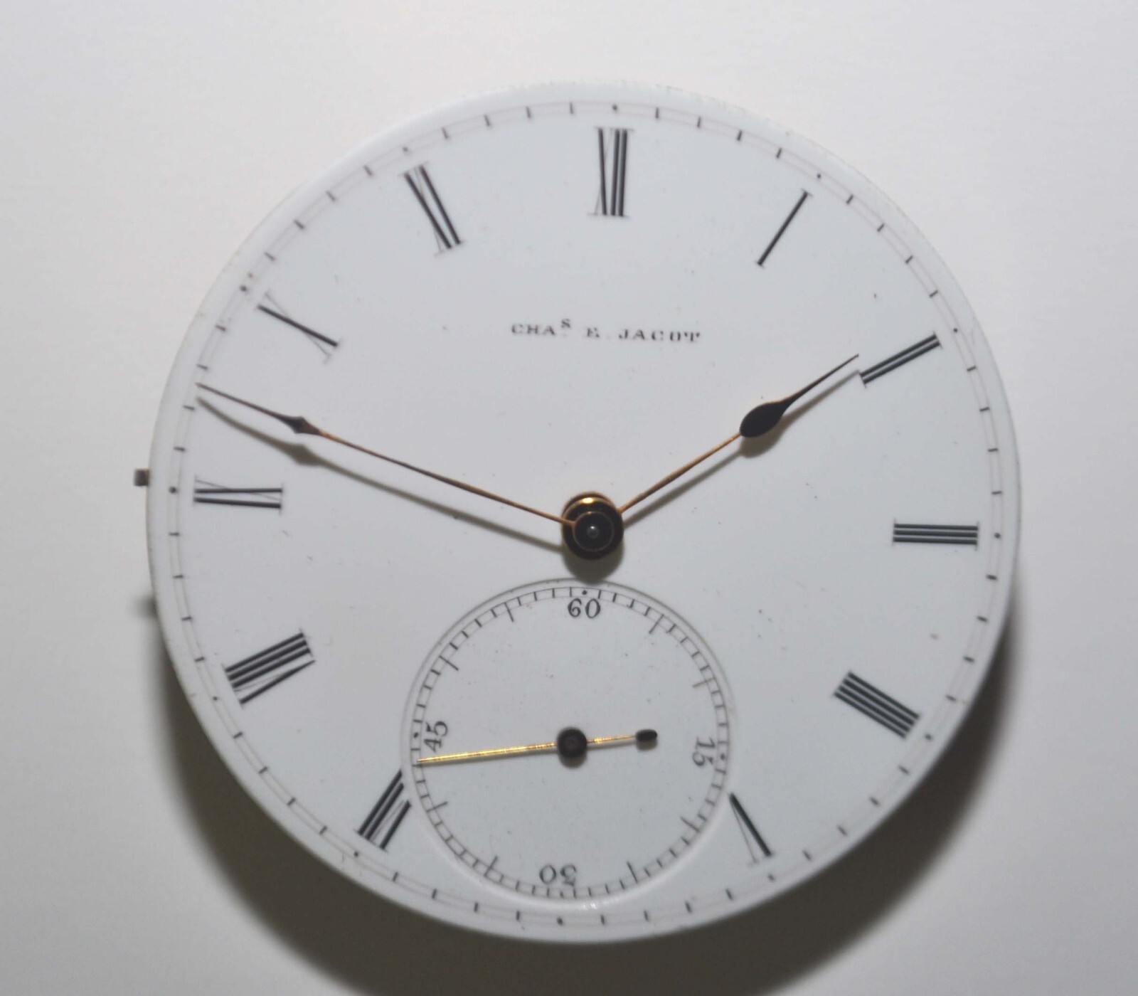 1859 Charles E Jacot Key Wind 33.3mm Pocket Watch Movement w/ Dial & Hands