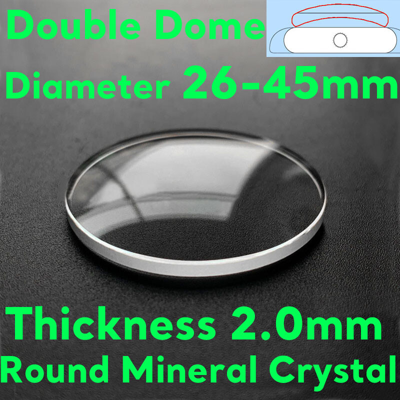 Double Dome 2.0mm Watch Crystal 26mm to 45mm Watch Mineral Glass Lens Repair Kit