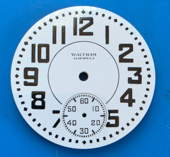 VINTAGE 16 SIZE WALTHAM VANGUARD R.R. POCKET WATCH PORCELAIN SINGLE SUNK DIAL