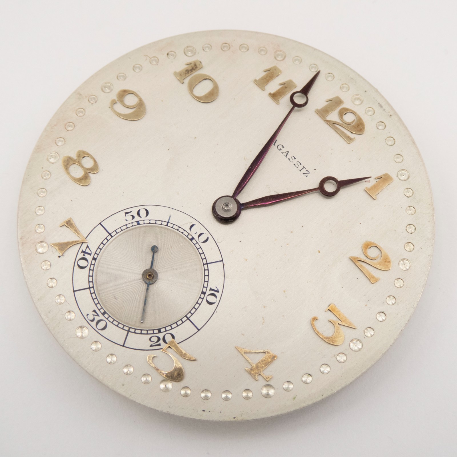 Agassiz 38.7 x 5.5 mm 17-Jewel Antique Pocket Watch Movement, Runs