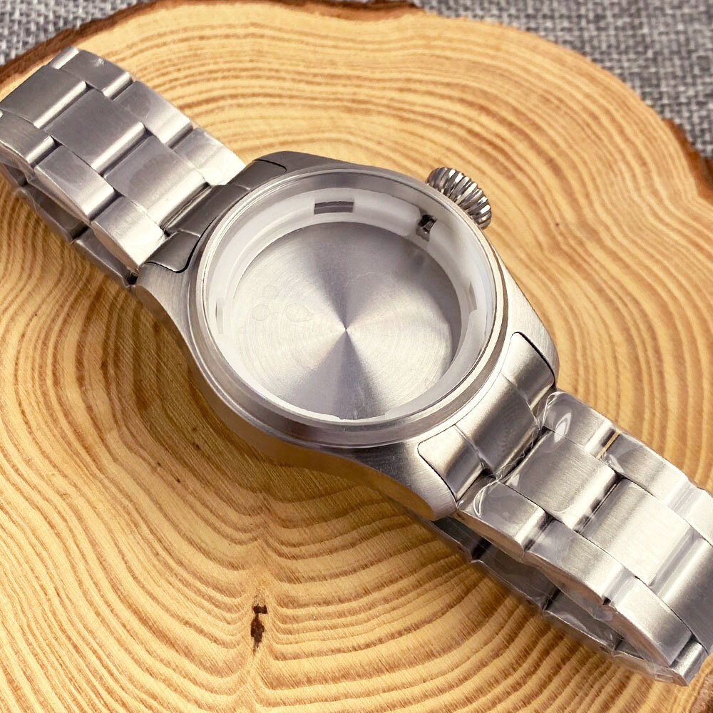 39mm Pilot Steel Sapphire Glass Watch Case Bracelet Fit NH34 NH35 NH36 ETA 2824