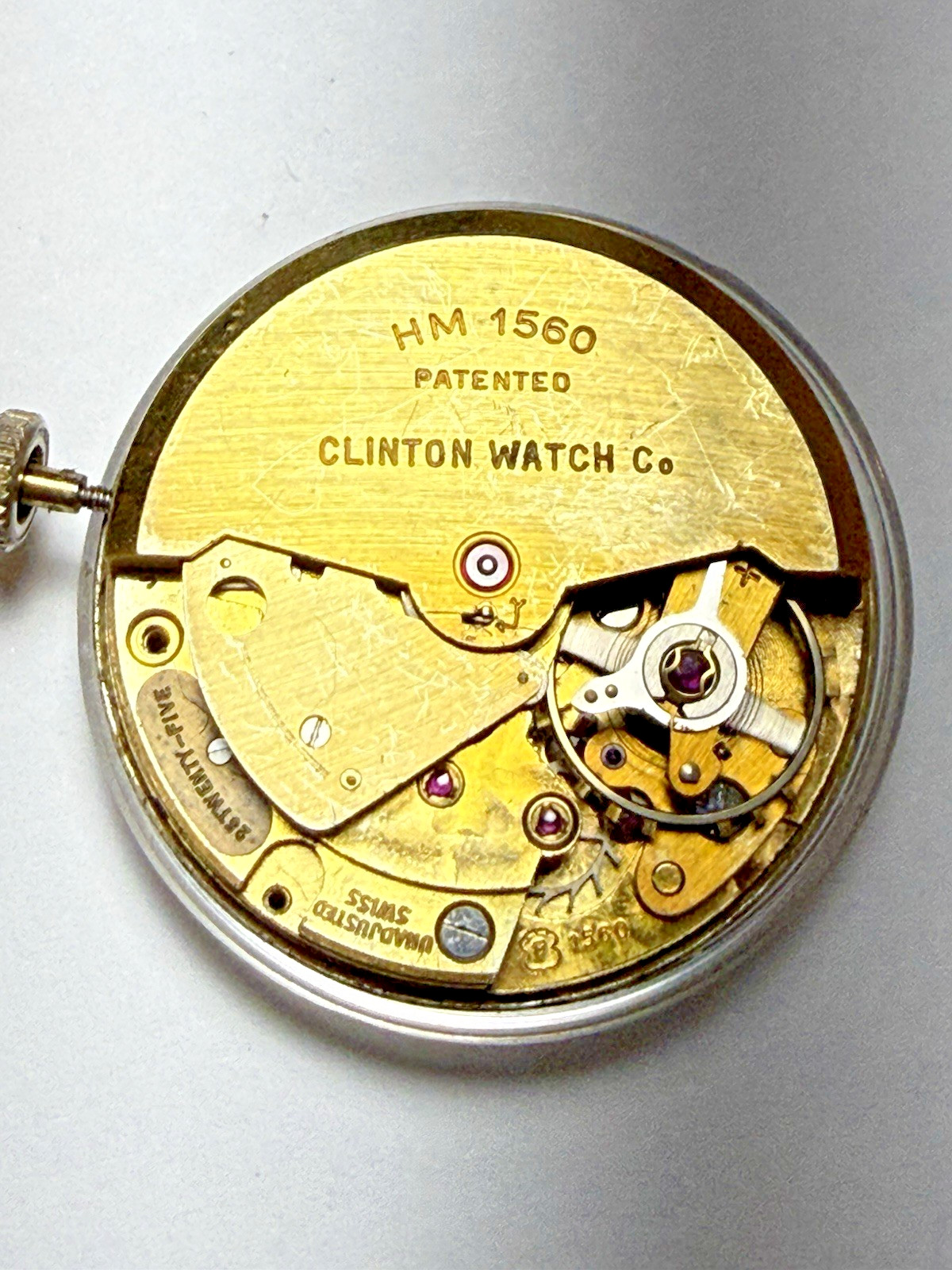 RARE 25 JEWEL FELSA HM 1560 AUTOMATIC WATCH MOVEMENT CLINTON WATCH CO RUNS & KT