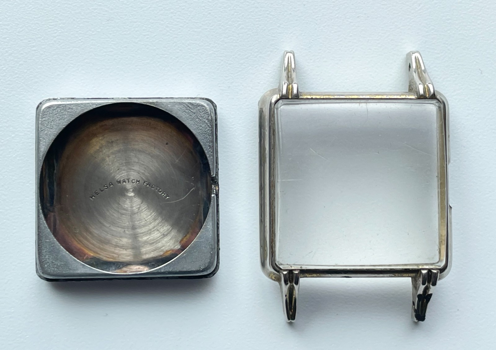 HELSA Watch Factory Square Case 238 A Replacement Repair Part Silver Vintage