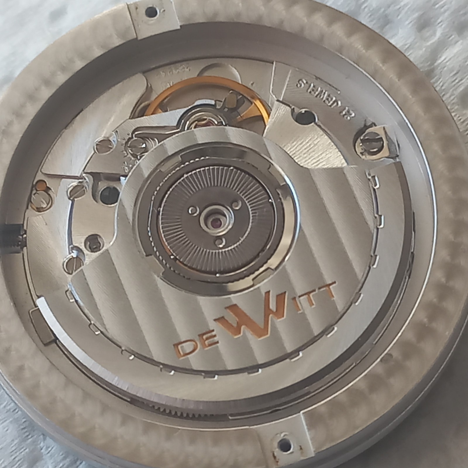 DeWitt Retrograde Watch Movement – Complete Set Dial + Movement + Metal Holder