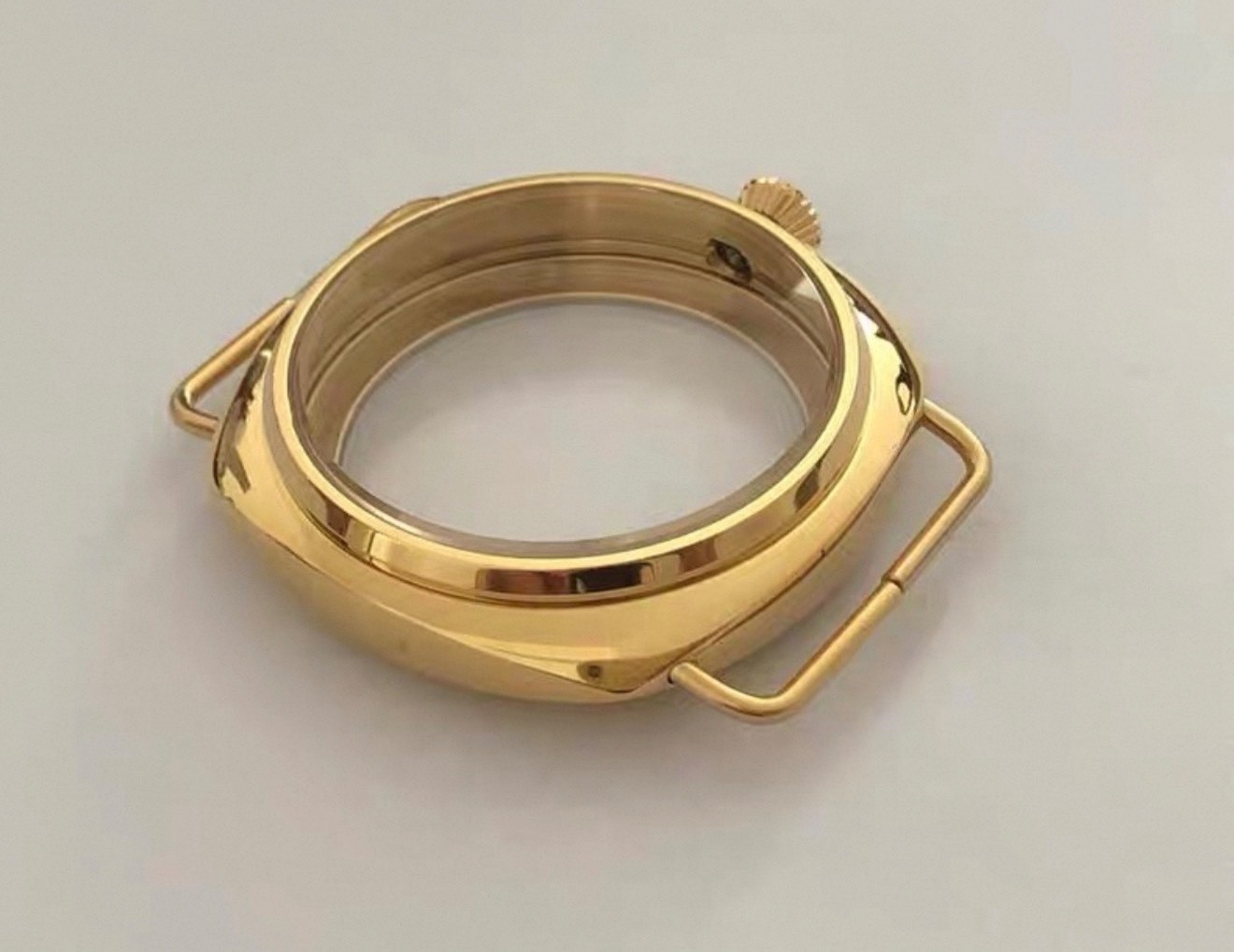 45MM Solid Stainless Steel Gold Plated Watch Case for Manual ETA6498, ST3600,