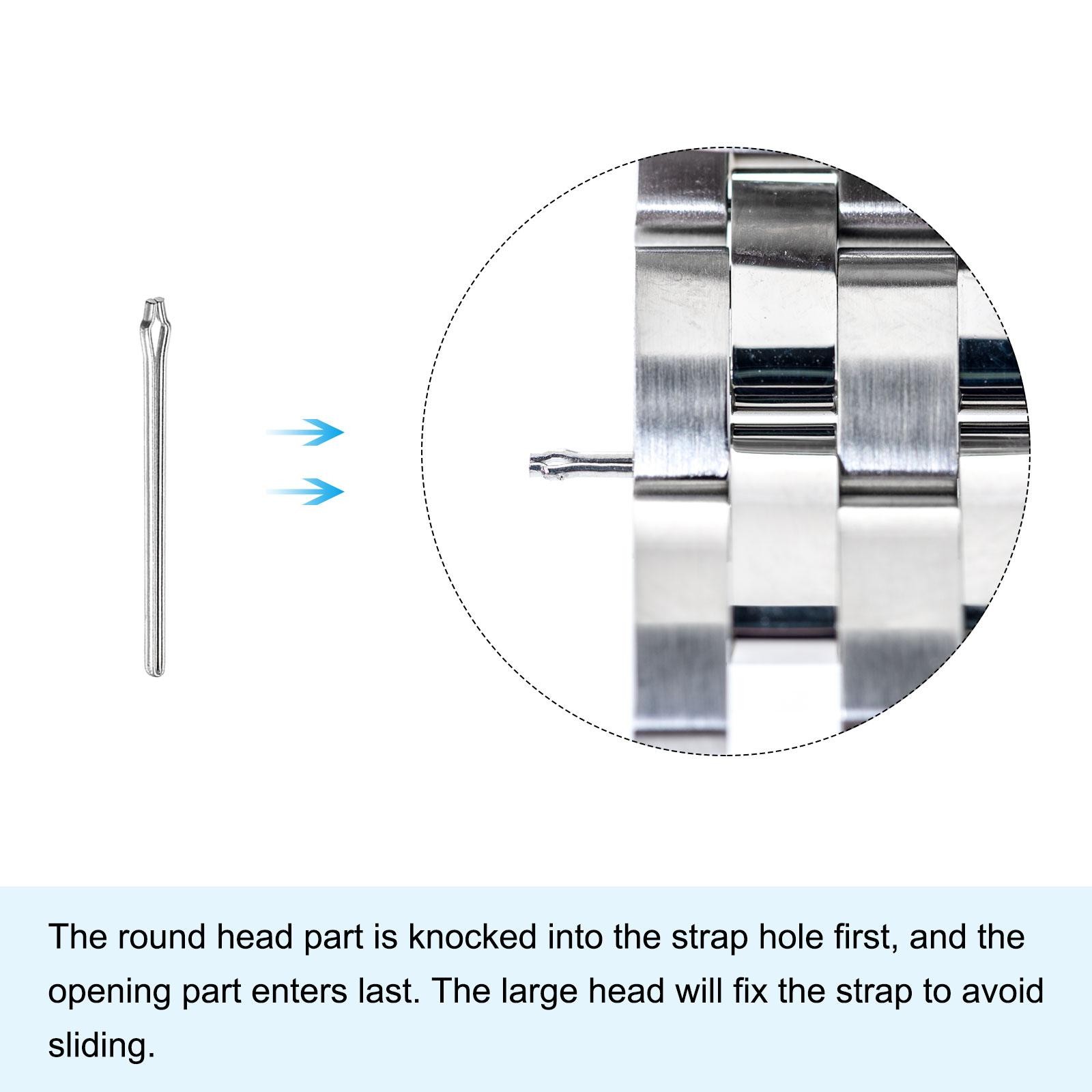 15Pcs 19mm Watch Band Link Cotter Pin Stainless Steel 1mm Dia. Silver Tone