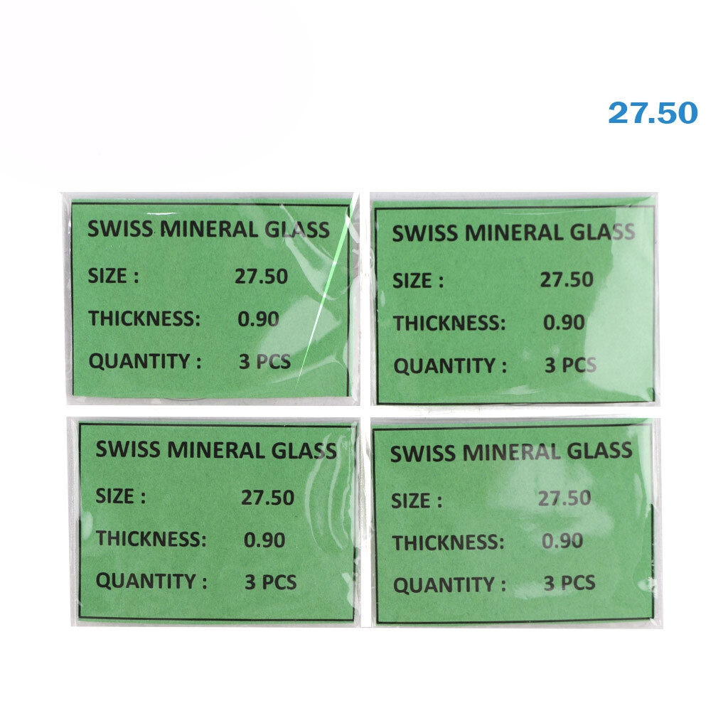 12 Pcs Watch Glass Crystal Swiss Made Size 27.50 MM Thickness Is 0.90MM