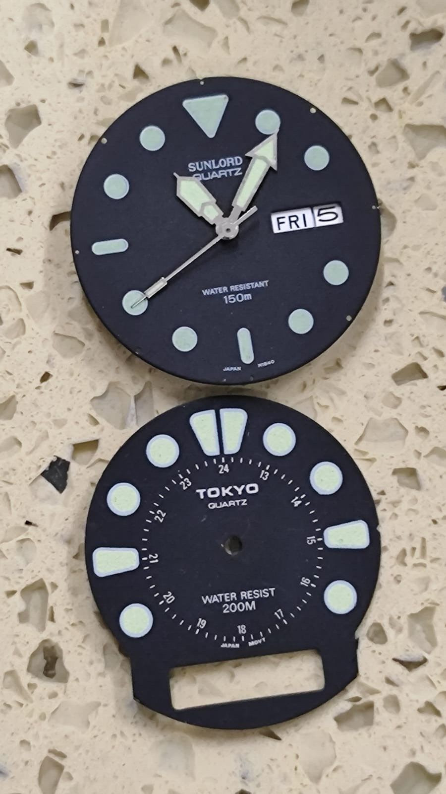 Dial Watch Diver 150 m Black Dial & hands 30mm for Seiko Quartz & Citizen Diver