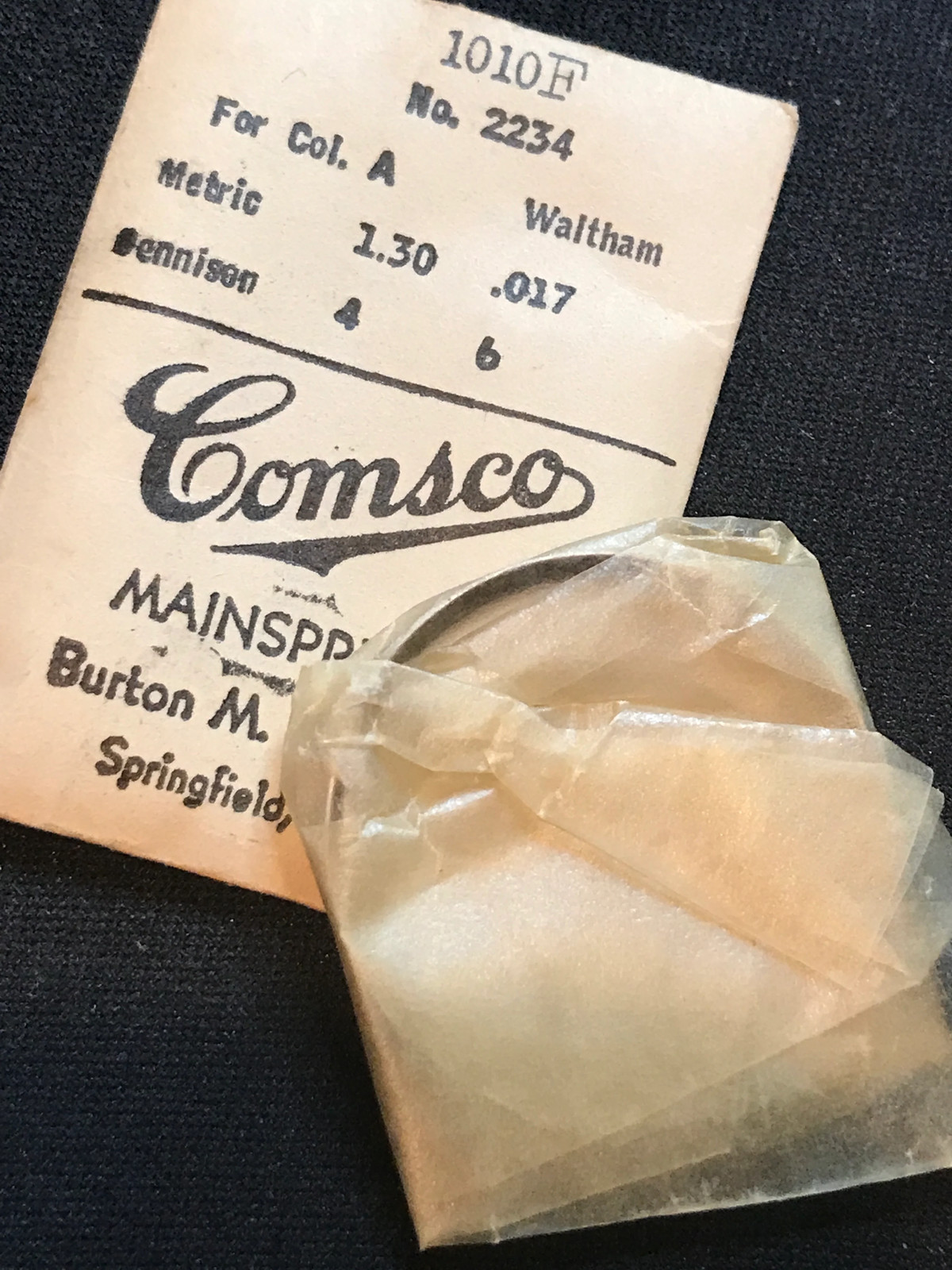 Comsco Mainspring #1010F for 12s Waltham Colonial A Factory No. 2234 – Steel