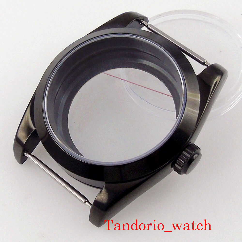 36/39mm Black PVD Coated Watch Case Sapphire Glass Fit NH34 NH35 NH36 MIYOTA8215