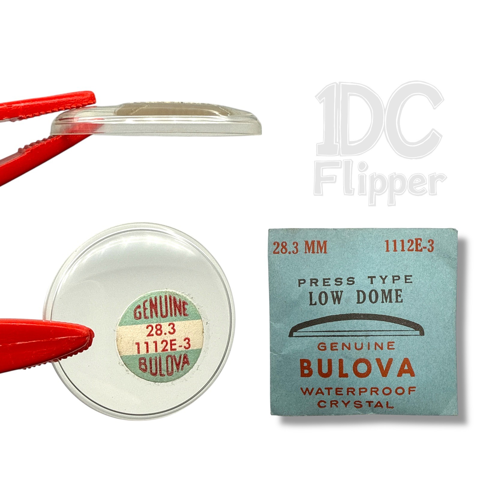 Bulova 11AFC Watch Crystal 1112E-3 28.3mm Low Dome 1950s Ht. 4.0 NOS Read!