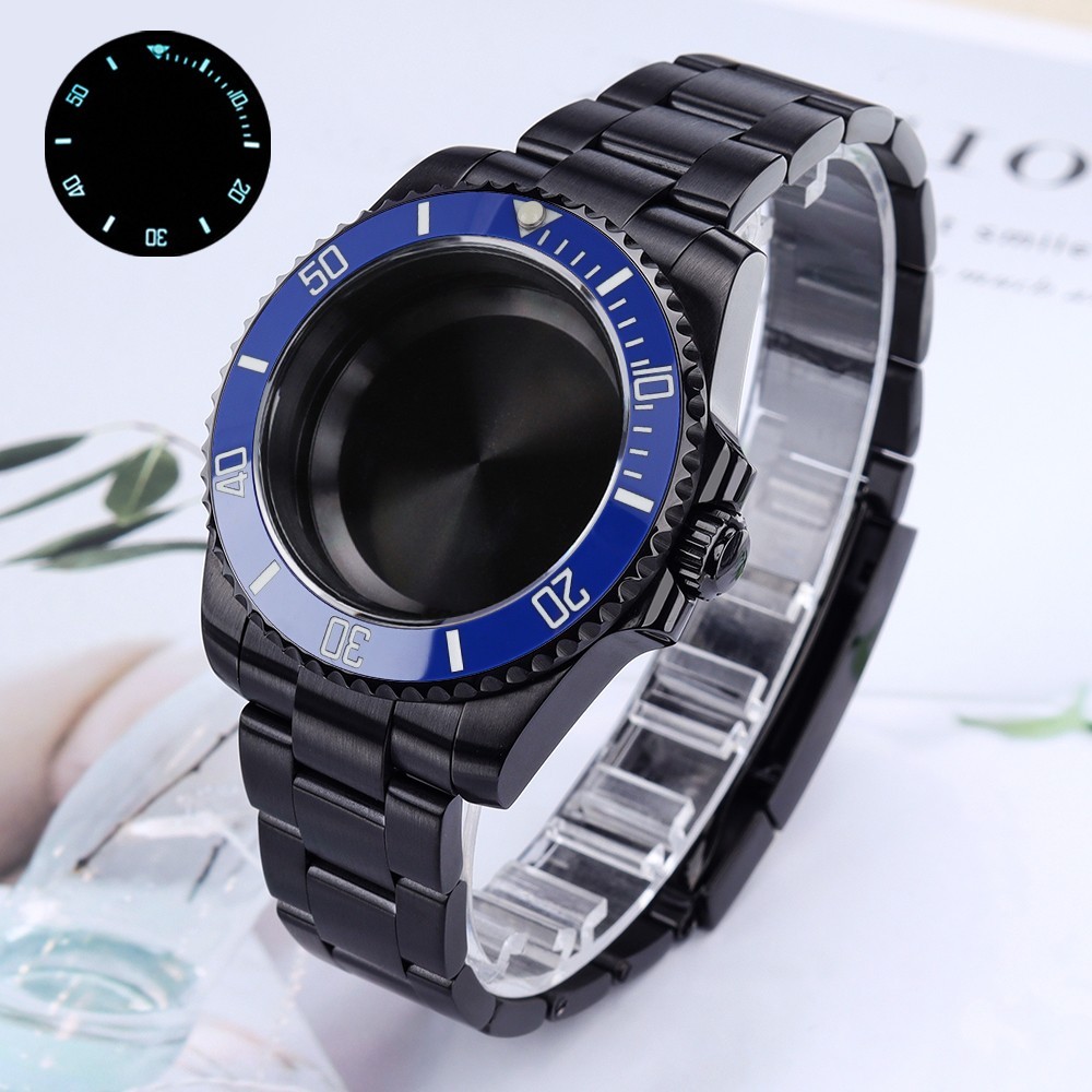PVD Oyster 40mm SUB Watch Case Bracelet Luminous Bezel For Seiko NH35 36 ETA2824