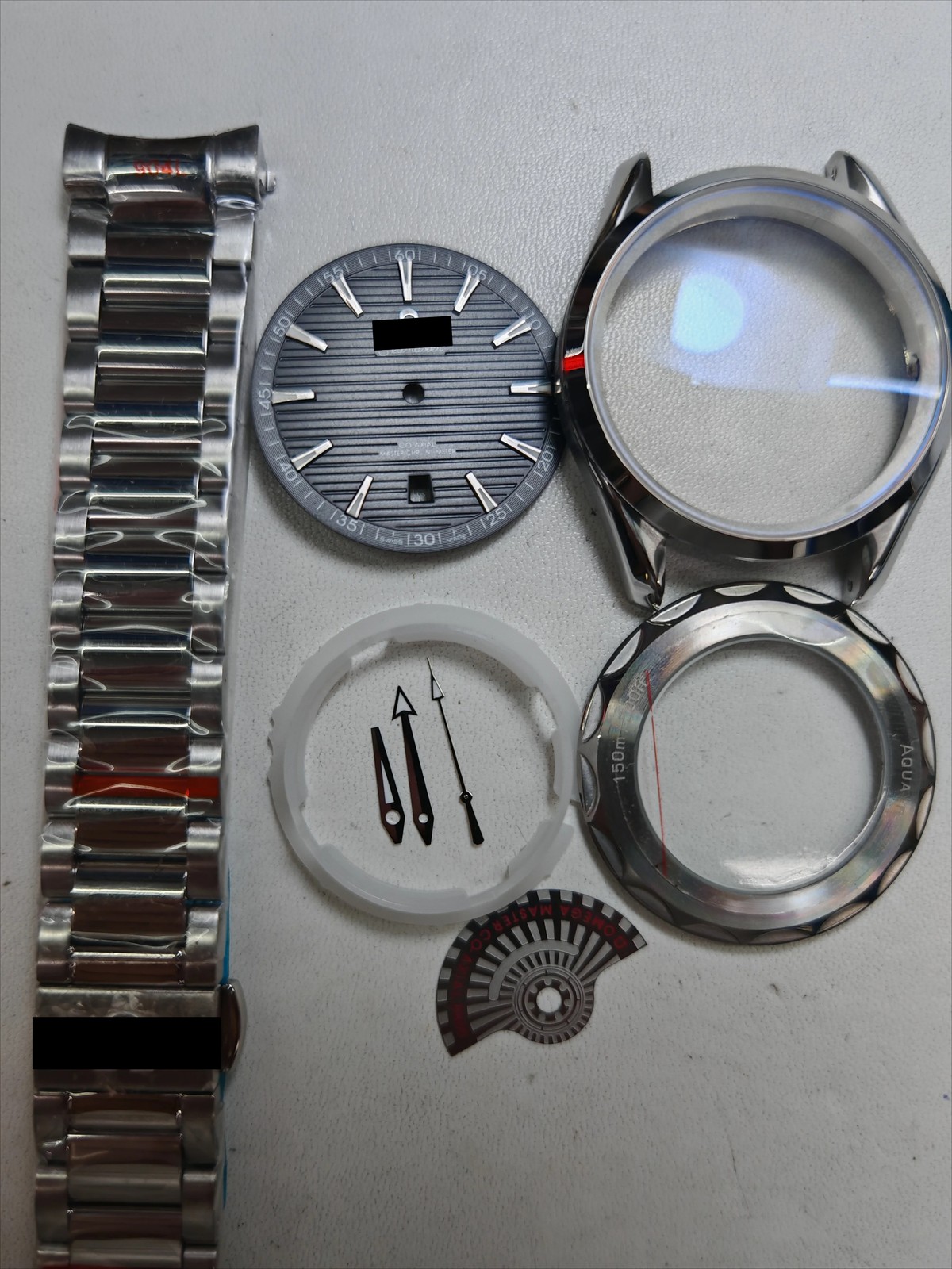 Watch Part Kit for Seamaster 8200 8215 2813 41mm Watch Case+Dial+Hands+Strap