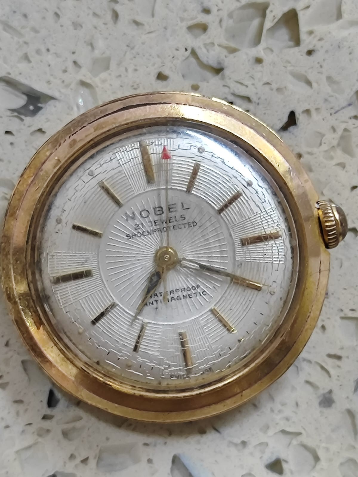 Vintage NOBEL small pocket watch gold plated Cal eta 2390 Used Work Y