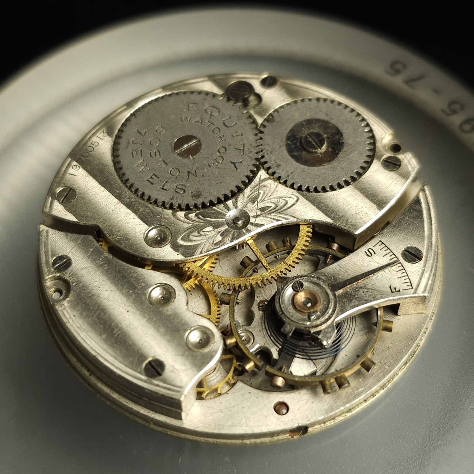 1914 Waltham Equity Pocket Watch Movement 17s 7j Boston
