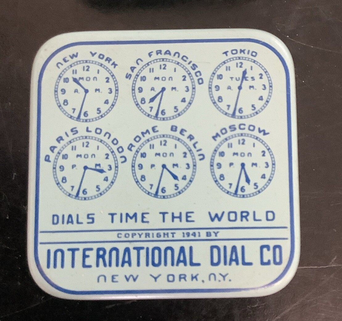 Lot of 6 Vintage Advertising International Dial Co Watch Tins Lot New York