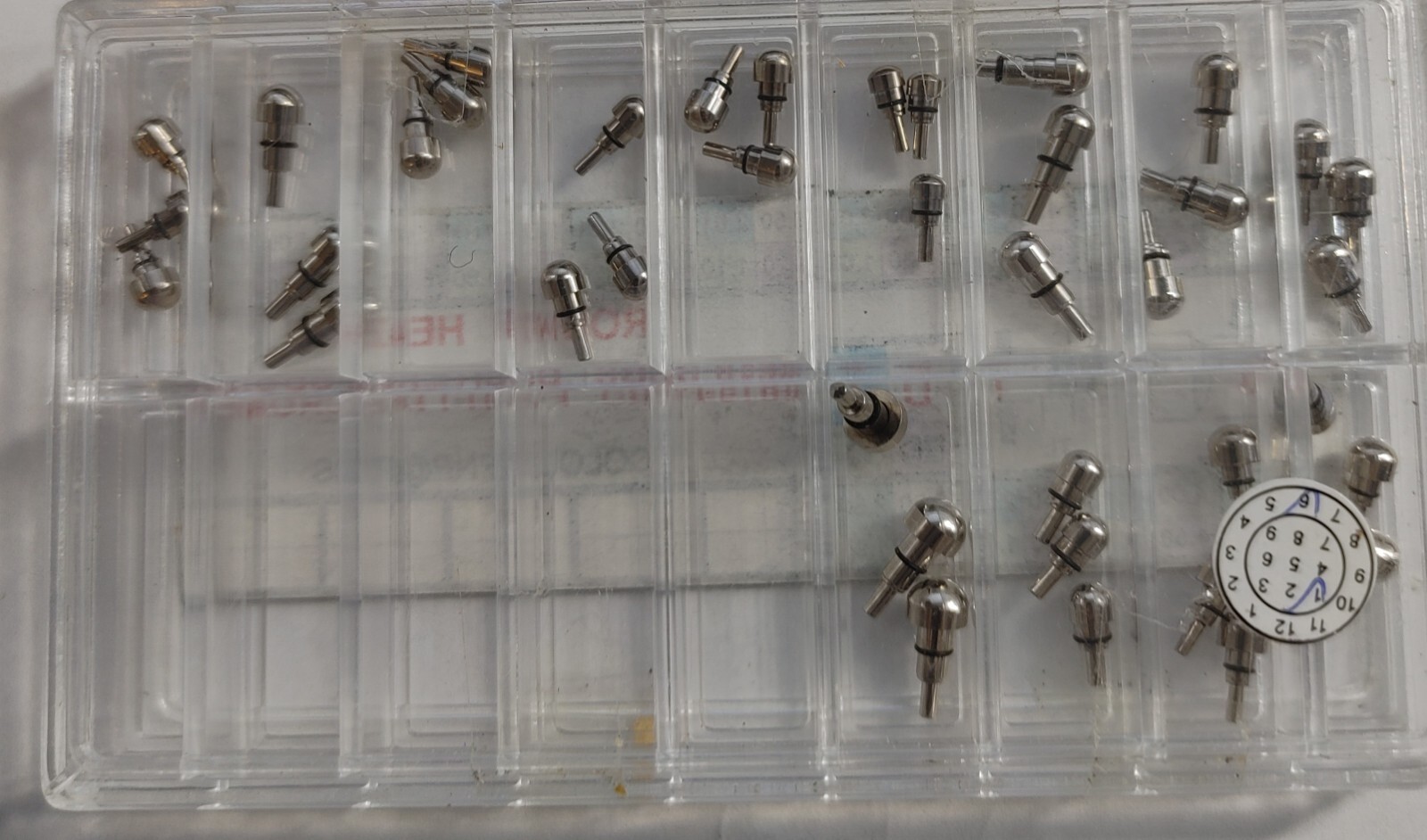 Round Head Push Type Crown 39 Pieces Silver Tone