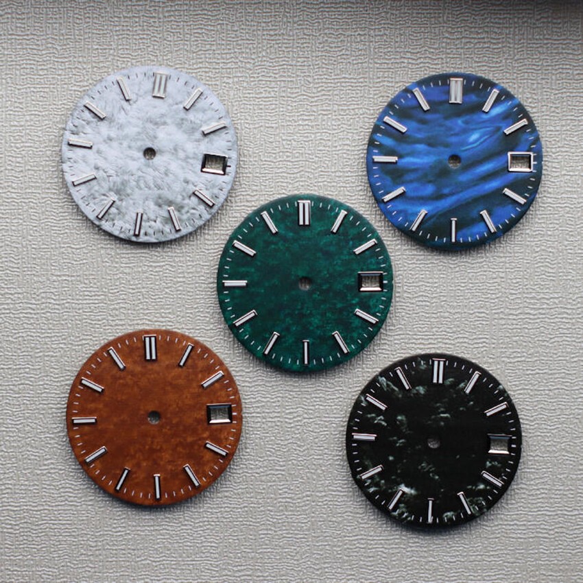 28.5MM Mechanical Watch Dial Green Luminous Dial For NH35 Movement