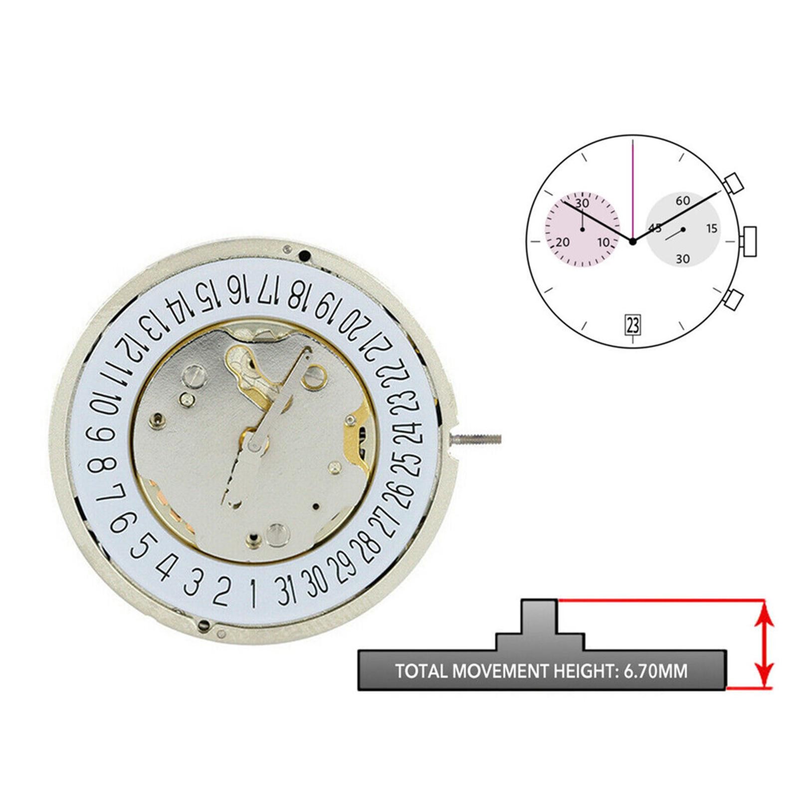 Quartz Watch Movement with Battery 5 Hands Single Calendar For RONDA 5021.D A