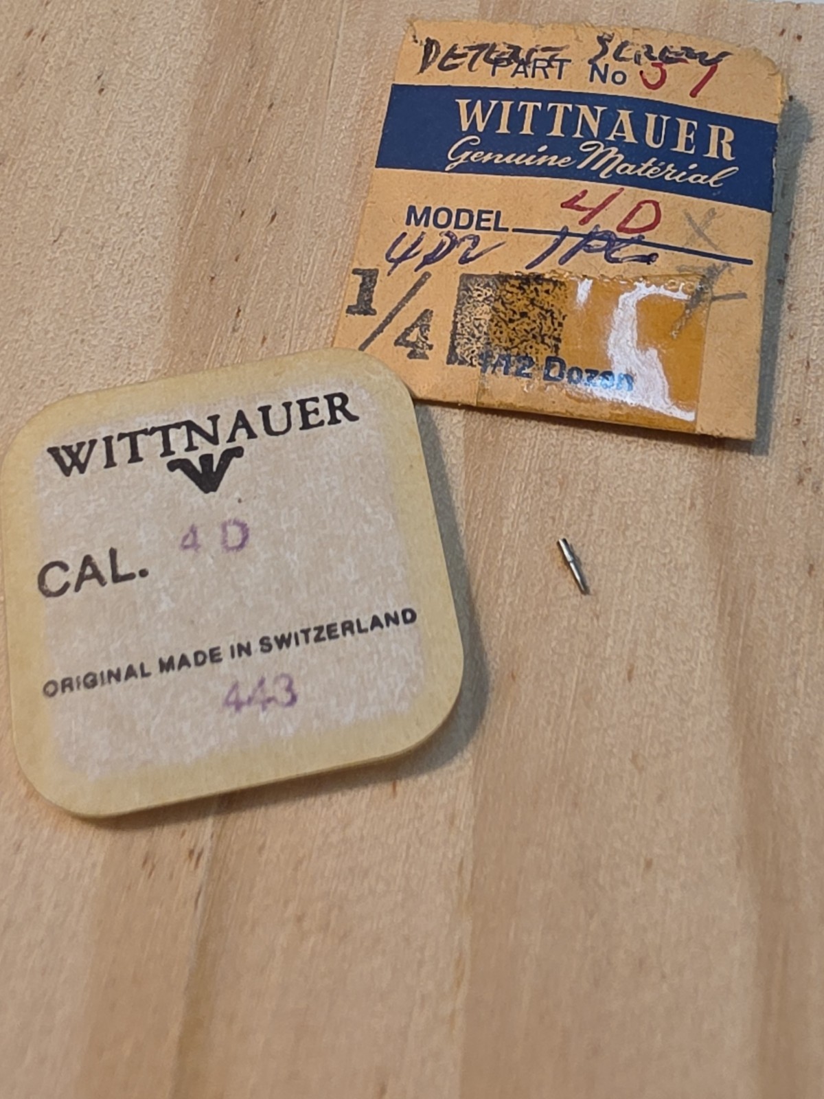 NOS Wittnauer Model 4D Detent/Set Lever & Detent/Set Screw Parts Spares Repairs