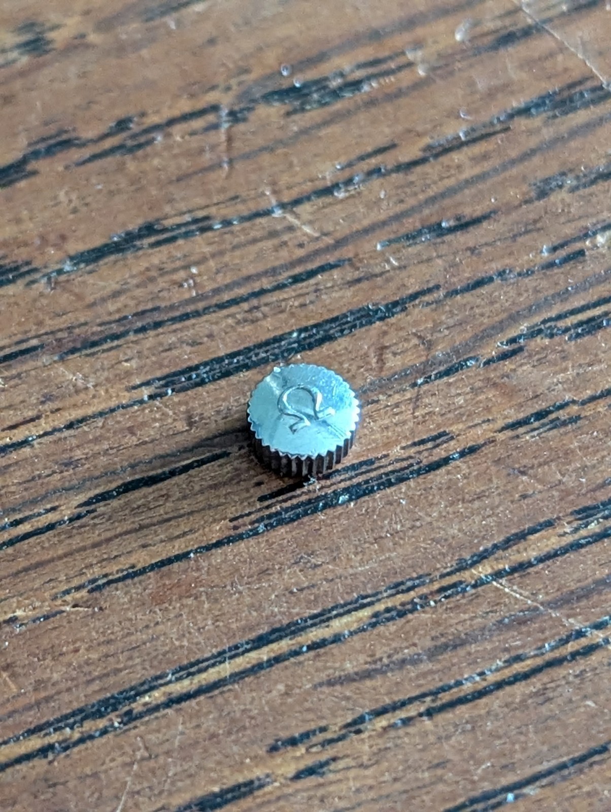Omega Watch Crown, 4.9mm X 2.7mm, Tap 9, Used, Watchmaker Part #S814