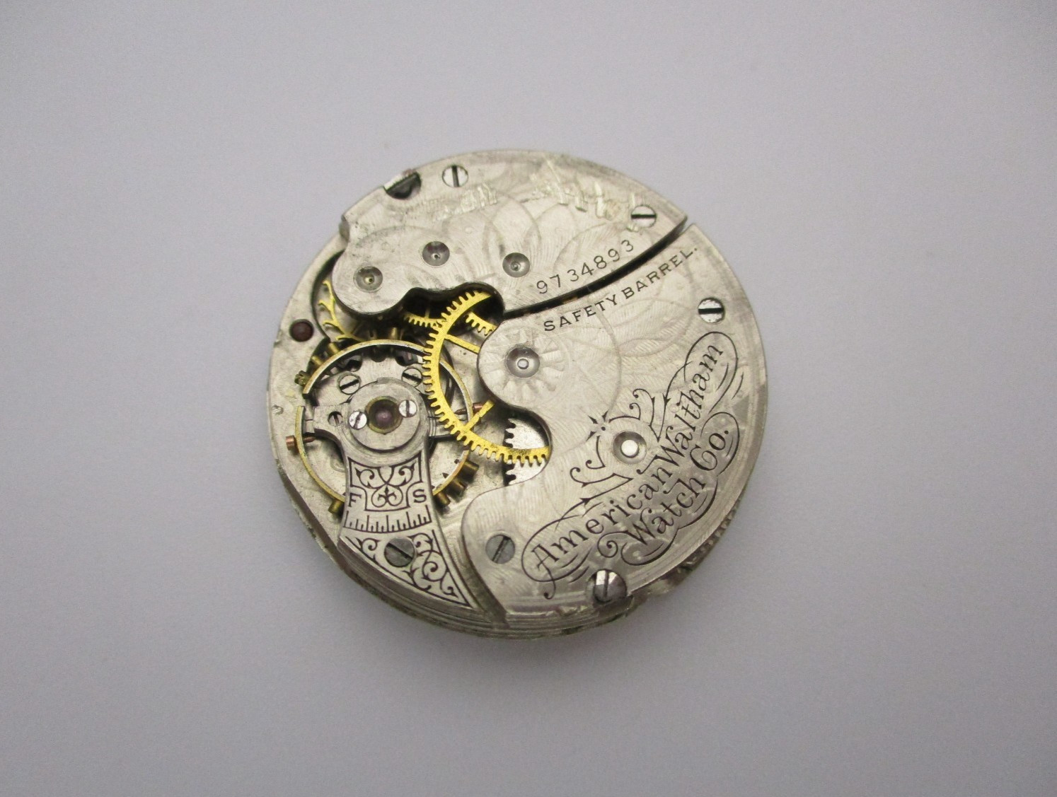 Rare American Waltham Watch Co. Grade: No. 61 (No. 65) Manual Movement & 2 Hands