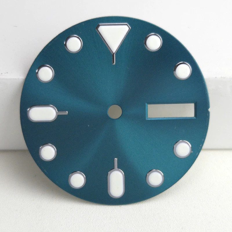 28.5mm No Logo Watch Dial Green Luminous Dual calendars For NH35 NH36 Movement