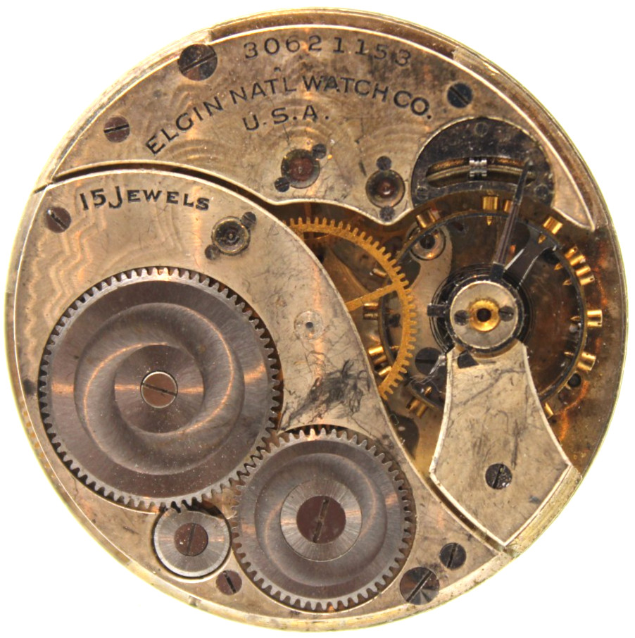 1928 ELGIN POCKET WATCH MOVEMENT 30621153 GRADE 315 12s 15j (FE)