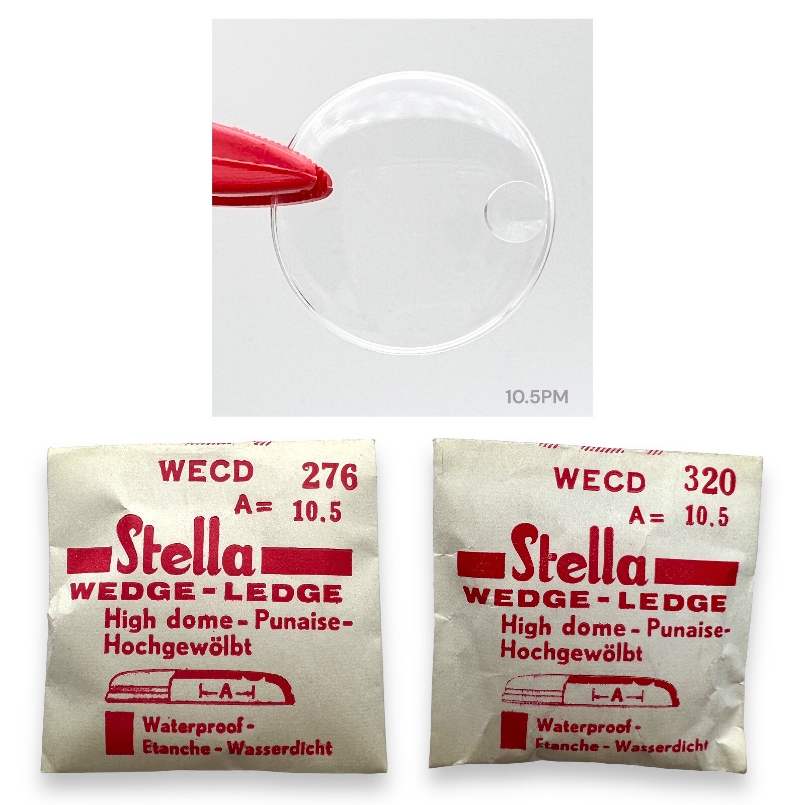 Round Watch Crystal Calendar Stella WECD High Dome Date Magnifier 10.5PM