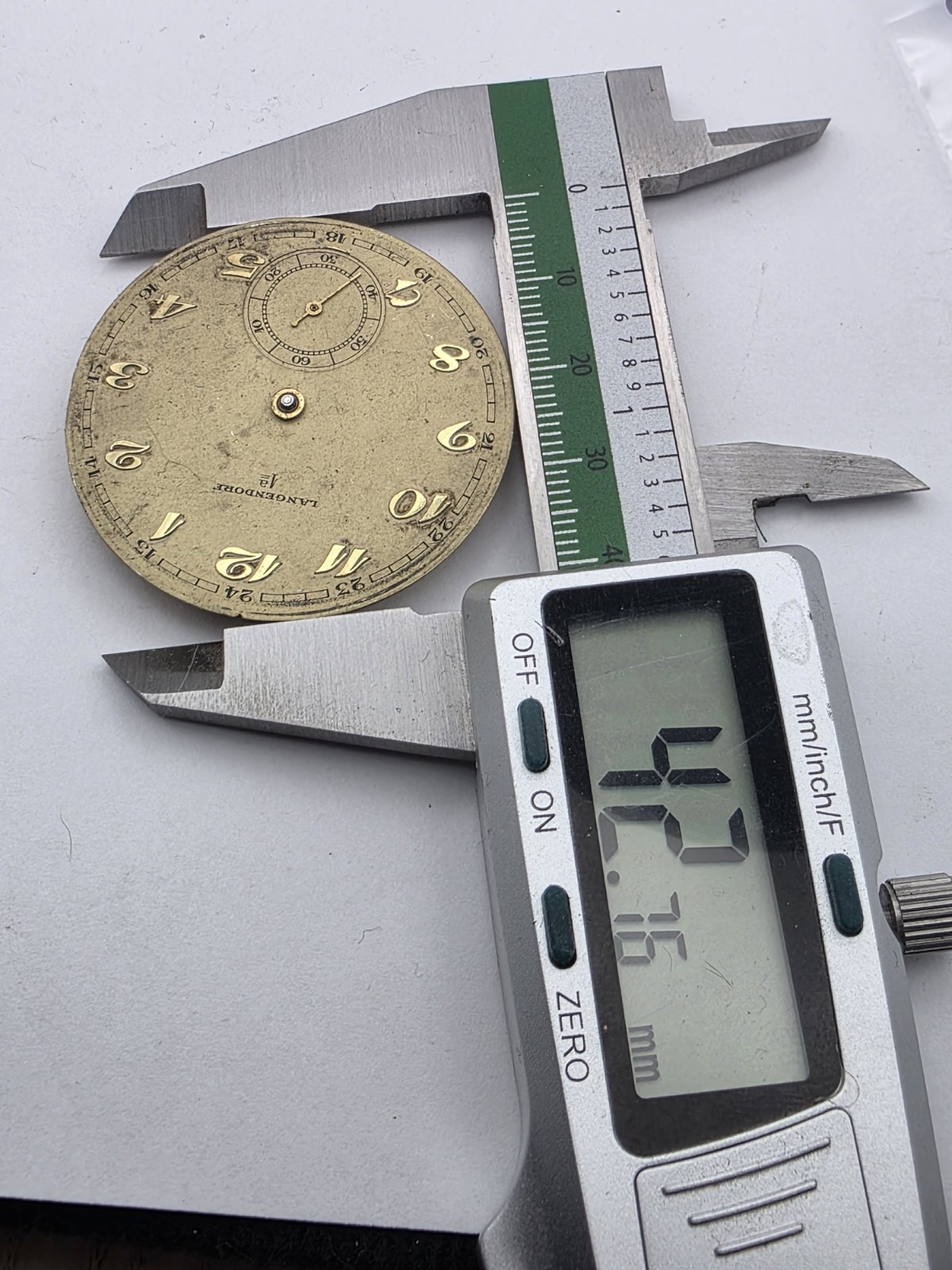 Vintage LANGENDORF 1a Swiss Pocket Watch Movement + Dial 47mm Lot 507