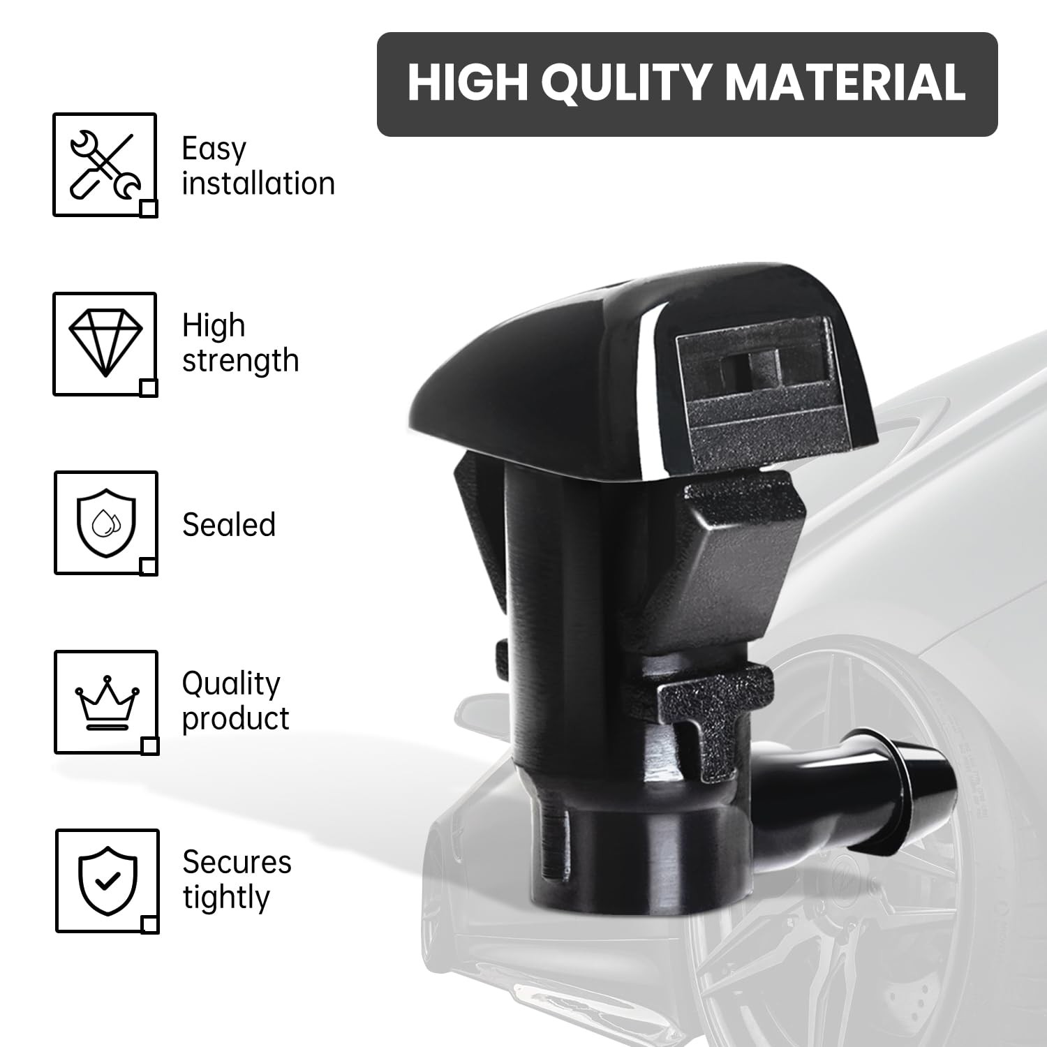 Belleone 2PCS Front Windshield Washer Nozzle Wiper Spray Kit fit for Black