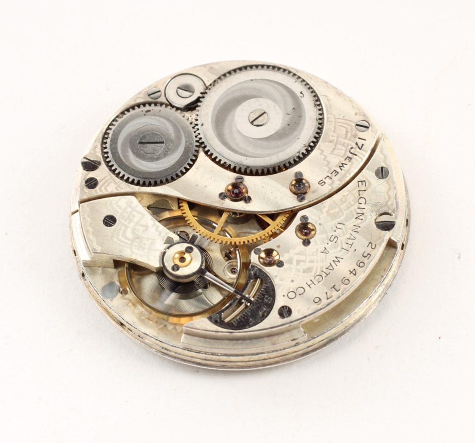 Elgin Pocket Watch Movement 12 Size 17 Jewel-IV-10