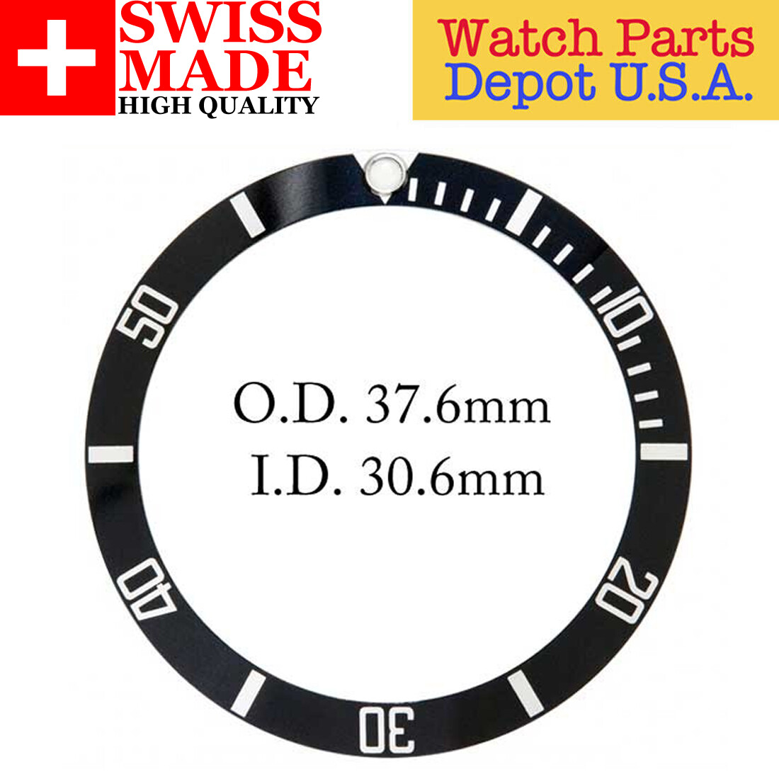 Swiss Made Black/Silver Bezel Insert to fit Rolex Submariner 315-16800-1 – NEW!