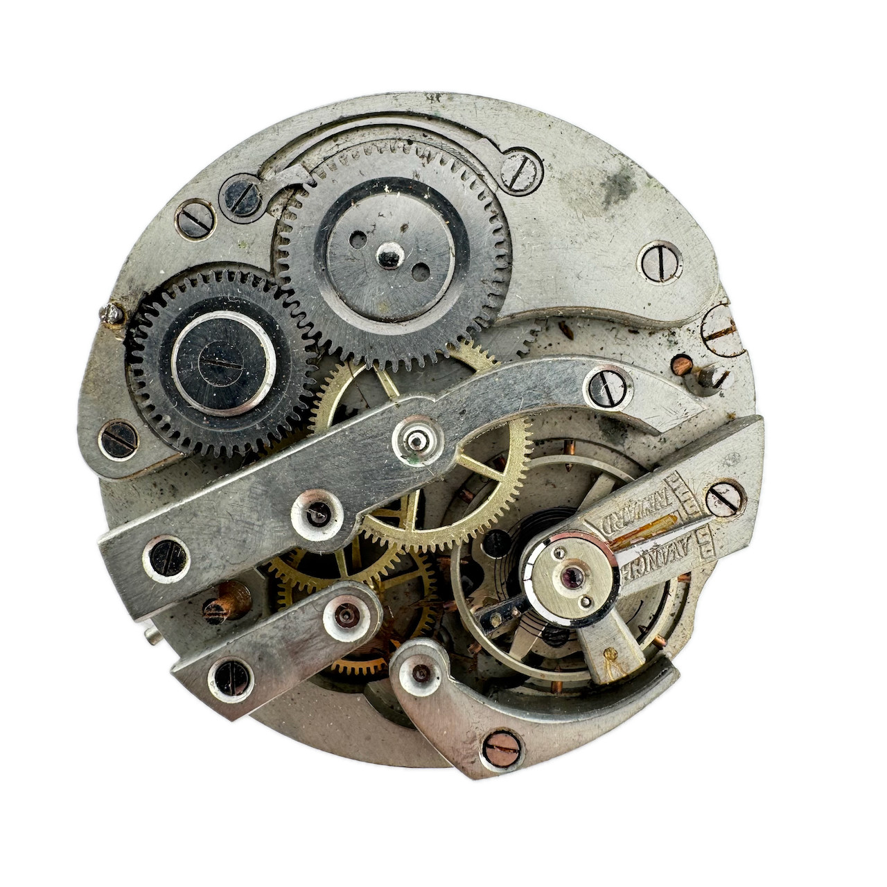 Antique 40.5mm Cailtepl Mechanical Hunter Pocket Watch Movement Swiss for Parts
